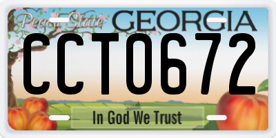 GA license plate CCT0672