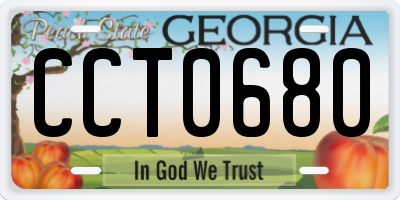 GA license plate CCT0680