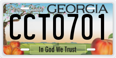 GA license plate CCT0701