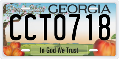 GA license plate CCT0718