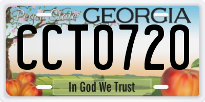 GA license plate CCT0720