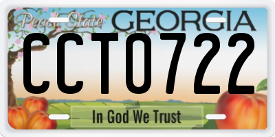 GA license plate CCT0722