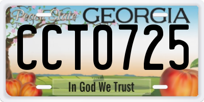GA license plate CCT0725
