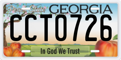 GA license plate CCT0726