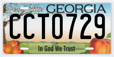 GA license plate CCT0729