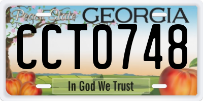 GA license plate CCT0748