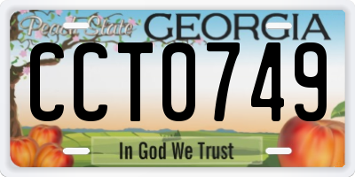 GA license plate CCT0749
