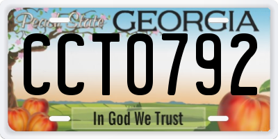 GA license plate CCT0792