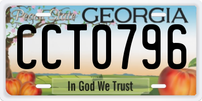 GA license plate CCT0796