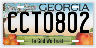GA license plate CCT0802