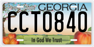 GA license plate CCT0840