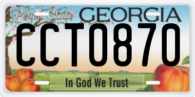 GA license plate CCT0870