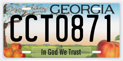 GA license plate CCT0871
