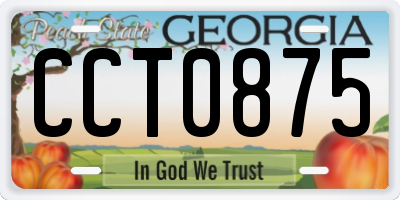 GA license plate CCT0875