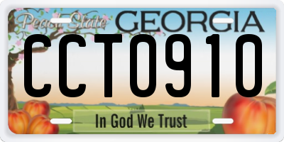 GA license plate CCT0910