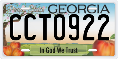 GA license plate CCT0922