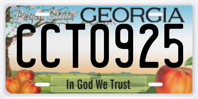 GA license plate CCT0925