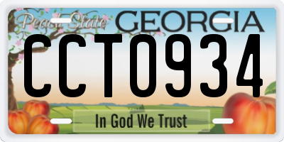GA license plate CCT0934