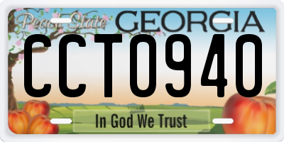 GA license plate CCT0940