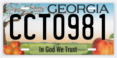 GA license plate CCT0981