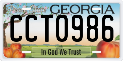 GA license plate CCT0986