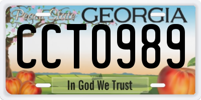 GA license plate CCT0989