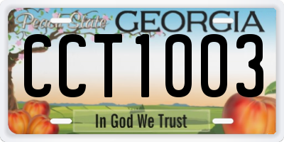 GA license plate CCT1003