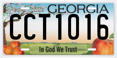 GA license plate CCT1016