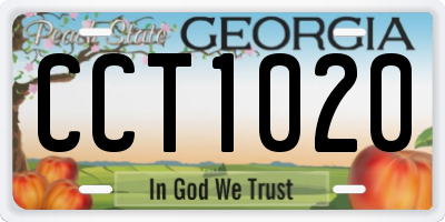GA license plate CCT1020