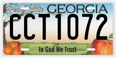 GA license plate CCT1072
