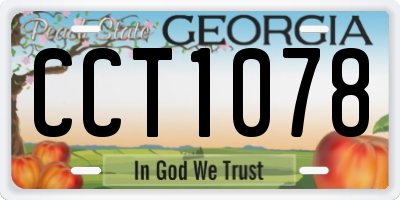 GA license plate CCT1078