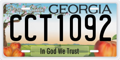 GA license plate CCT1092