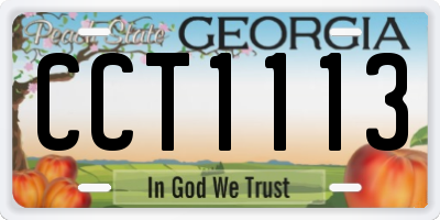 GA license plate CCT1113