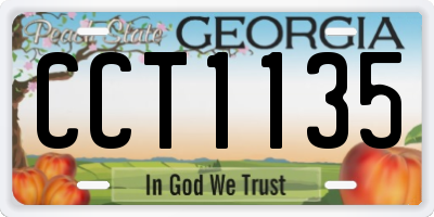 GA license plate CCT1135