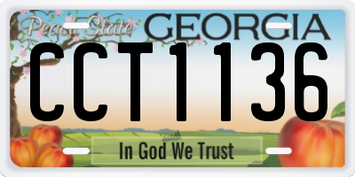 GA license plate CCT1136