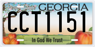 GA license plate CCT1151