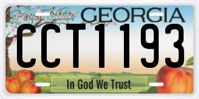 GA license plate CCT1193