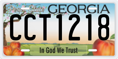 GA license plate CCT1218