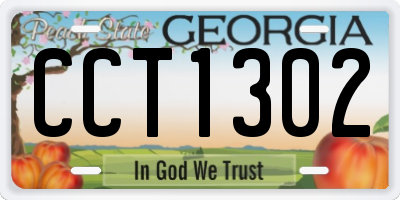 GA license plate CCT1302