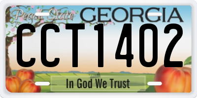GA license plate CCT1402