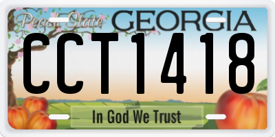 GA license plate CCT1418