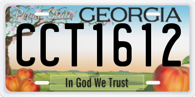GA license plate CCT1612