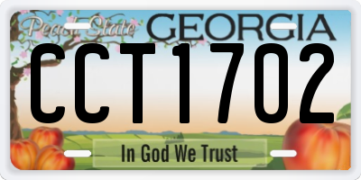 GA license plate CCT1702