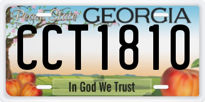 GA license plate CCT1810