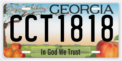 GA license plate CCT1818