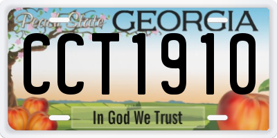 GA license plate CCT1910