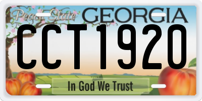 GA license plate CCT1920