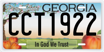 GA license plate CCT1922