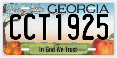 GA license plate CCT1925