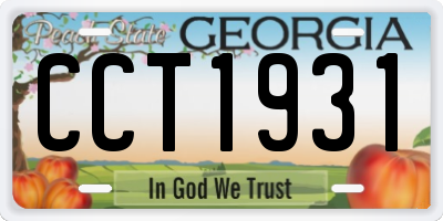 GA license plate CCT1931